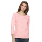 Petite Napa Valley Lace Top, Women's, Size: S Petite, Light Pink