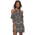 Juniors' Candie's&reg; Print Cold-shoulder Halter Dress, Teens, Size: Xl, Black