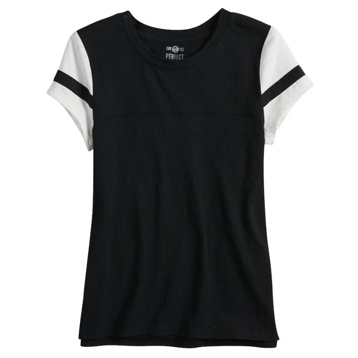 Girls 7-16 & Plus Size So&reg; Basic Varsity Tee, Size: 18 1/2, Black