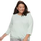 Plus Size Sonoma Goods For Life&trade; Raglan Drawstring Tee, Women's, Size: 2xl, Lt Green