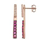 Ruby & Diamond Accent 10k Rose Gold Stick Front-back Drop Earrings, Women's, Red