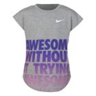 Girls 4-6x Nike Awesome Without Trying Rounded Hem Tee, Size: 6, Grey