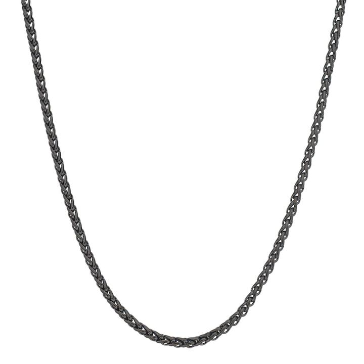 Lynx Men's Black Ion Plated Stainless Steel Wheat Chain Necklace, Size: 18