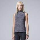 Women's Simply Vera Vera Wang Simply Separates Marled Mockneck Top, Size: Xl, Dark Grey