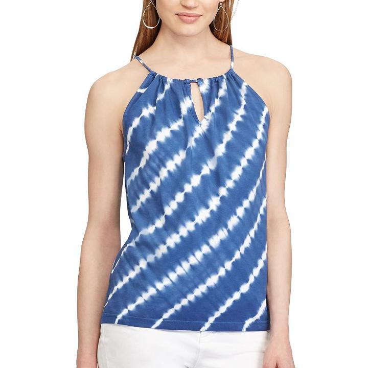 Women's Chaps Tie-dye Halter Top, Size: Large, Blue