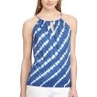 Women's Chaps Tie-dye Halter Top, Size: Large, Blue