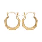 14k Gold Textured Hoop Earrings - Kids, Girl's, Yellow