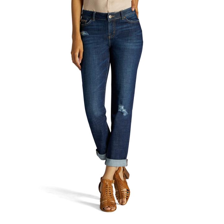 Women's Lee Ruby Modern Fit Curvy Boyfriend Jeans, Size: 4 - Regular, Dark Blue