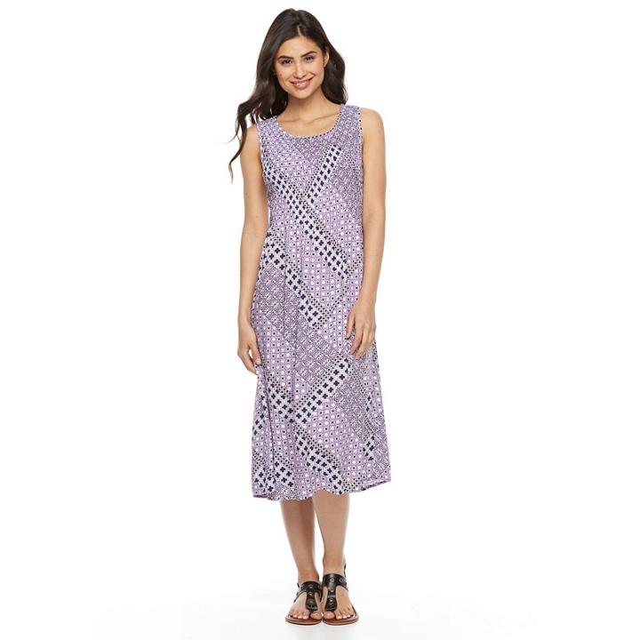 Petite Croft & Barrow&reg; Smocked Challis Dress, Women's, Size: L Petite, Purple