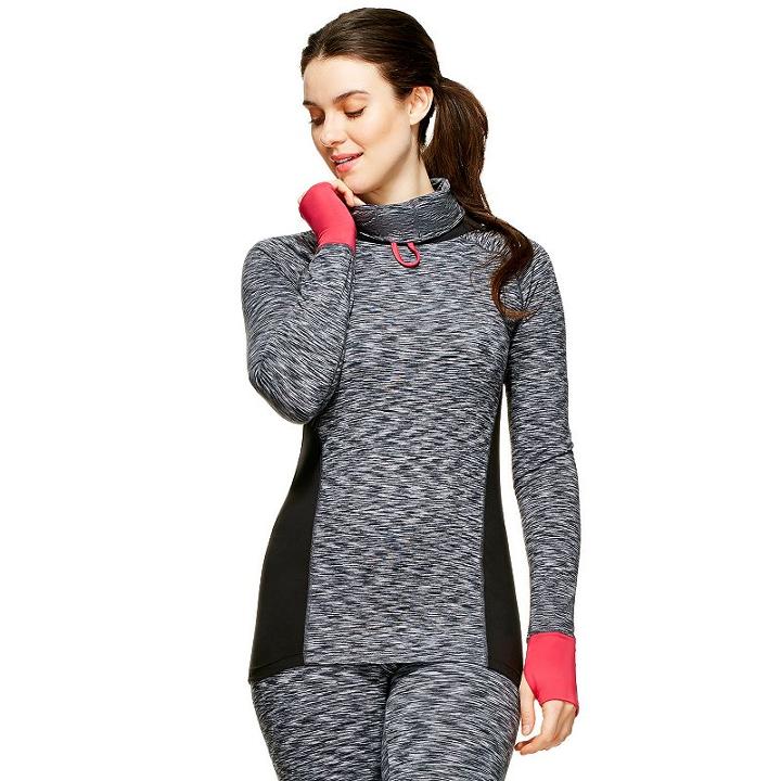 Women's Hottotties Brushed Jersey Long Underwear Cowlneck Top, Size: Medium, Dark Grey