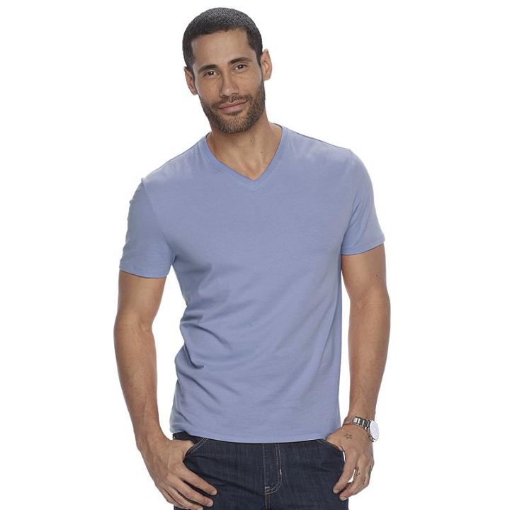 Men's Apt. 9 Solid V-neck Tee, Size: Large, Med Blue