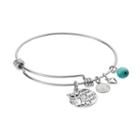 Love This Life Simulated Turquoise Owl Love Charm Bangle Bracelet, Women's, Grey