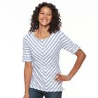 Women's Croft & Barrow&reg; Mitered Pique Top, Size: Medium, Med Blue