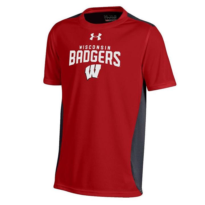 Boys 8-20 Under Armour Wisconsin Badgers Colorblock Tech Tee, Boy's, Size: M(10-12), Red