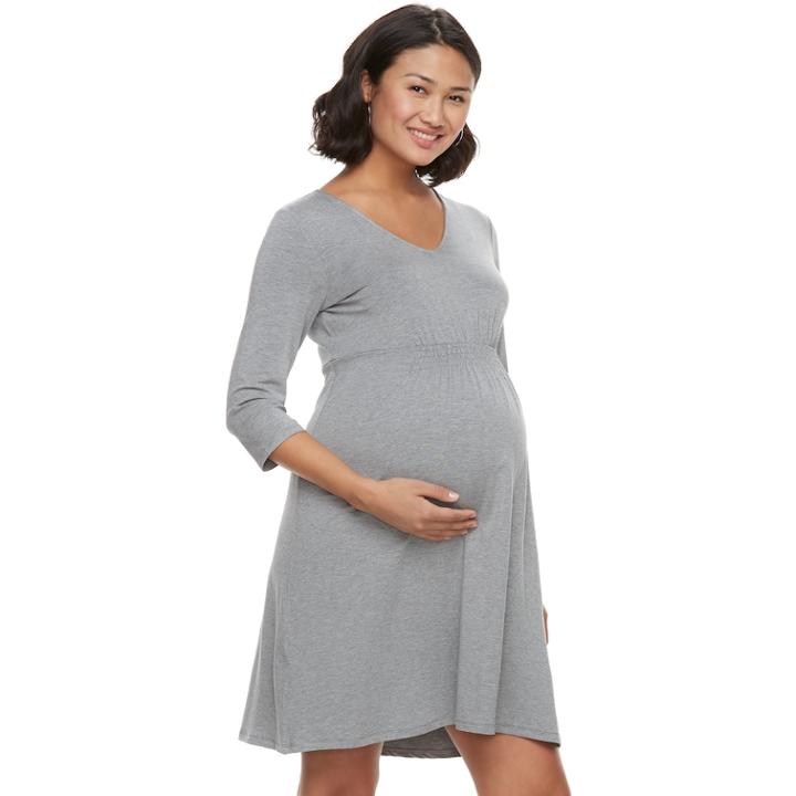 Maternity A:glow A-line Dress, Women's, Size: M-mat, Dark Grey