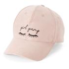 Women's So&reg; Embroidered Eyelashes & Girl Gang Baseball Cap, Med Pink
