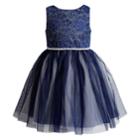 Girls 4-6x Youngland Crocheted Lace Glitter Mesh Dress, Size: 5, Med Grey