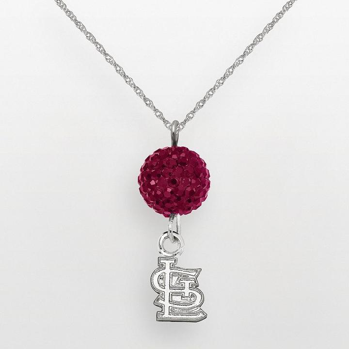Logoart St. Louis Cardinals Sterling Silver Crystal Logo Pendant, Women's, Size: 18, Red