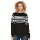 Juniors' So&reg; Fair Isle Long Sleeve Sweater, Teens, Size: Medium, Dark Grey