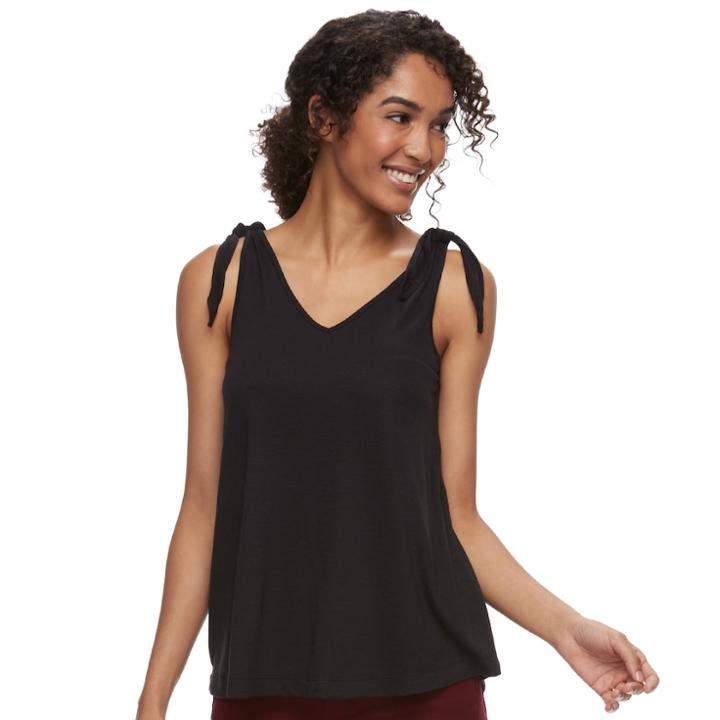 Women's Sonoma Goods For Life™ Knot Tank, Size: Large, Black