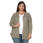 Plus Size Croft & Barrow&reg; Ribbed Drop-shoulder Cardigan, Women's, Size: 0x/1x, Green