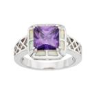 Cubic Zirconia & Lab-created Opal Sterling Silver Square Ring, Women's, Size: 7, Purple