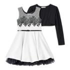 Knitworks Flocked Skater Dress - Girls 7-16, Size: 16, White Oth