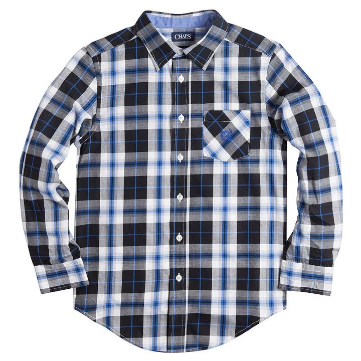 Boys 8-20 Chaps Plaid Button-down Shirt, Boy's, Size: Medium, White