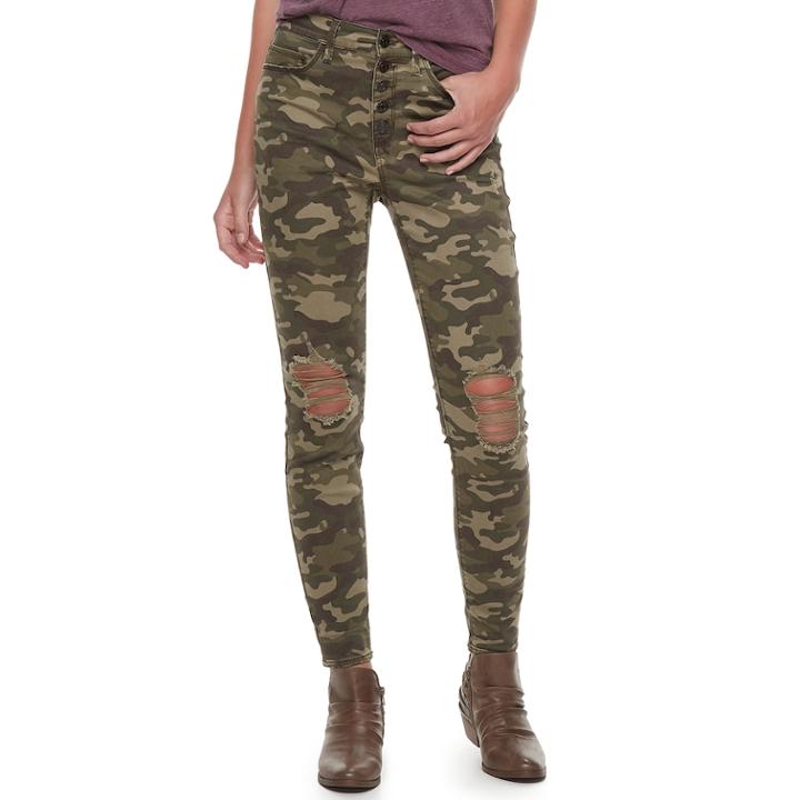 Juniors' Mudd High-waisted Skinny Pants, Teens, Size: 15, Green
