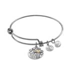 Love This Life Crystal Faith Hope Love Cross Charm Bangle Bracelet, Women's, White