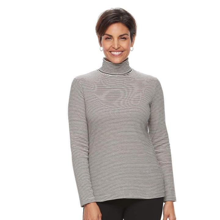 Women's Croft & Barrow&reg; Long Sleeve Turtleneck Top, Size: Xxl, Lt Beige