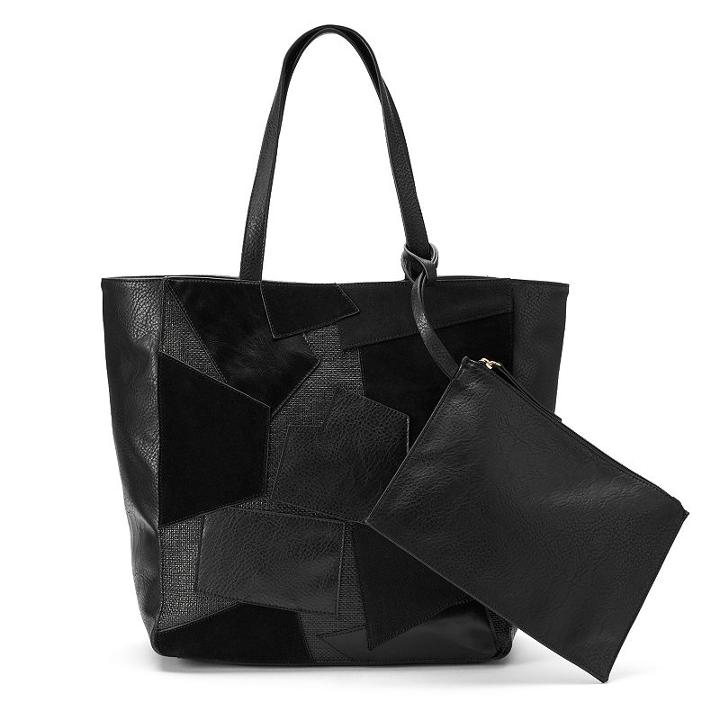 Juicy Couture Right Now Patchwork Tote With Pouch, Women's, Black