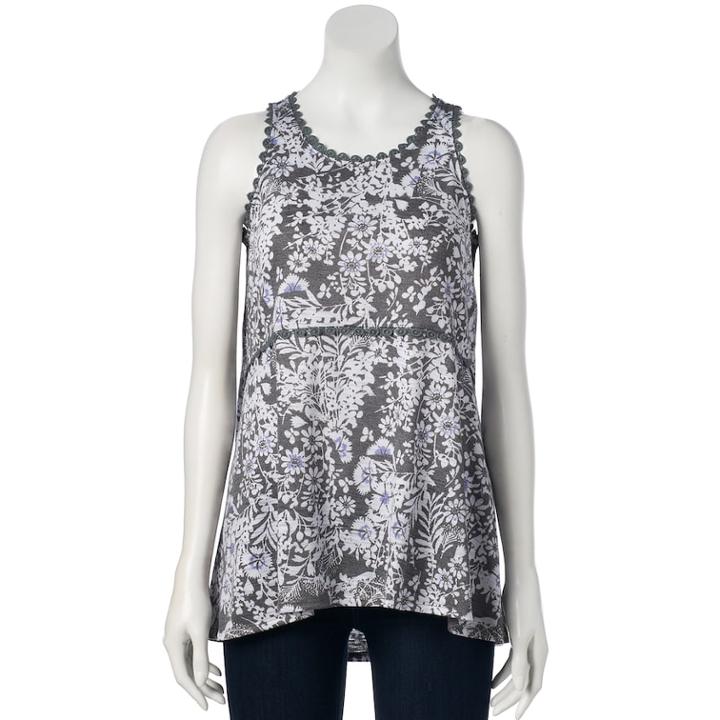 Women's Lc Lauren Conrad Print Tunic Tank, Size: Small, Black