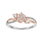 10k White Gold Two Tone Lab-created White Sapphire Cluster Ring, Women's, Size: 7