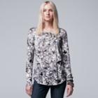Women's Simply Vera Vera Wang Print Crewneck Tee, Size: Xs, Oxford