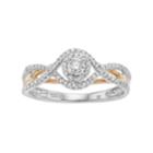 Hallmark Two Tone Sterling Silver 1/5 Carat T.w. Diamond Halo Ring, Women's, Size: 8, White
