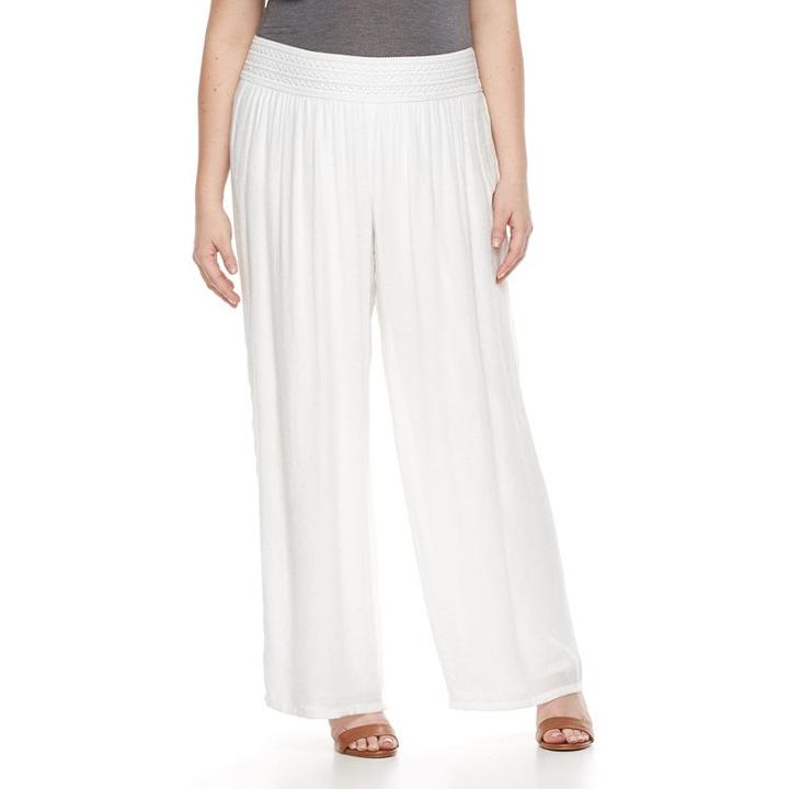 Plus Size Ab Studio Gauze Palazzo Pants, Women's, Size: 2xl, White