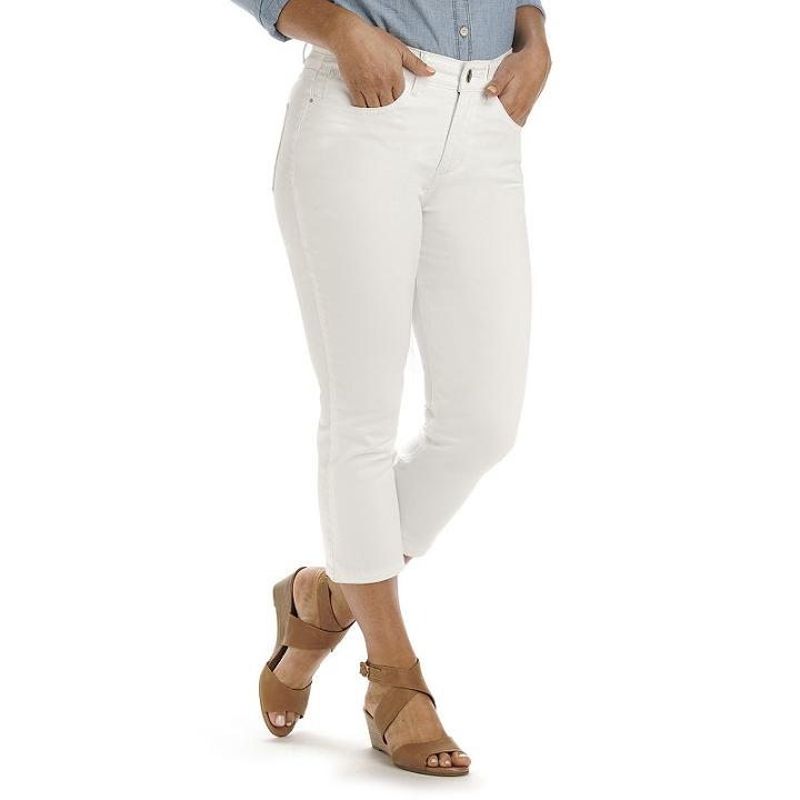 Women's Lee Relaxed Fit Denim Capris, Size: 14 Avg/reg, White