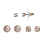 Napier Simulated Crystal Stud Earring Set, Women's, Pink