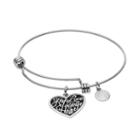 Love This Life Keep Love In Your Heart Charm Bangle Bracelet, Women's, Grey