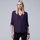 Women's Simply Vera Vera Wang Abstract Print Blouse, Size: Medium, Drk Purple