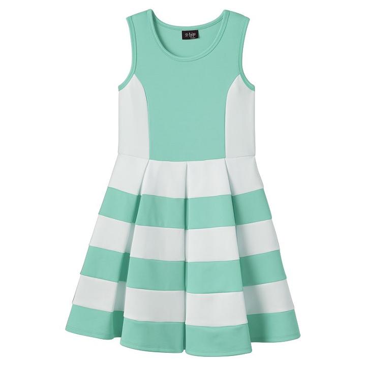 Girls 7-16 & Plus Size 2hip Striped Scuba Skater Dress, Girl's, Size: 16 1/2, Green