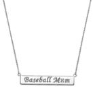 Sterling Silver Baseball Mom Bar Necklace, Women's, Size: 18, Grey
