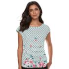 Women's Elle&trade; Printed Crepe Top, Size: Large, Light Blue