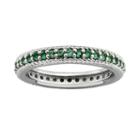 Stacks And Stones Sterling Silver Lab-created Emerald Eternity Stack Ring, Women's, Size: 6, Green