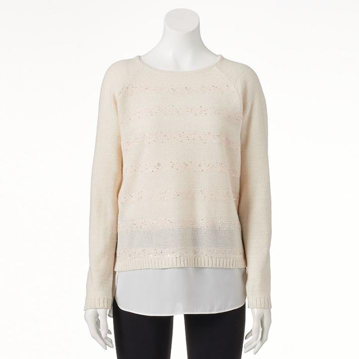 Women's Ab Studio Metallic Chevron Sweater, Size: Xlrg Av/rg, Ovrfl Oth
