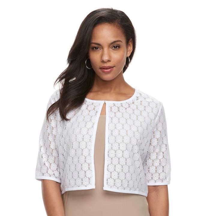 Women's Nina Leonard Lace Shrug, Size: Large, White