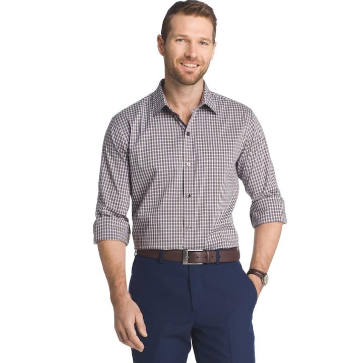 Men's Van Heusen Flex Stretch Slim-fit Button-down Shirt, Size: Medium, Med Brown