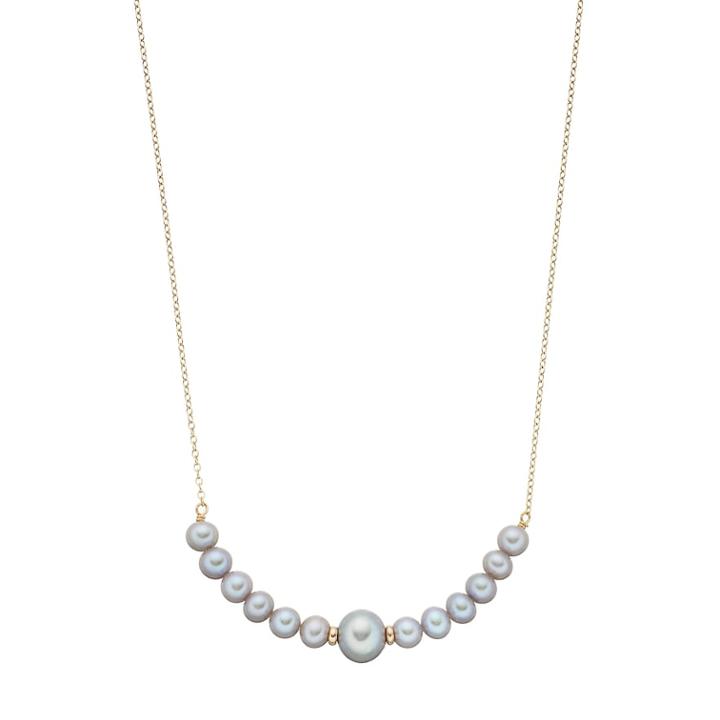 14k Gold Dyed Gray Freshwater Cultured Pearl Curved Bar Necklace, Women's, Size: 18, Grey