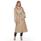 Women's Tower By London Fog Hooded Solid Trench Coat, Size: Large, Beig/green (beig/khaki)